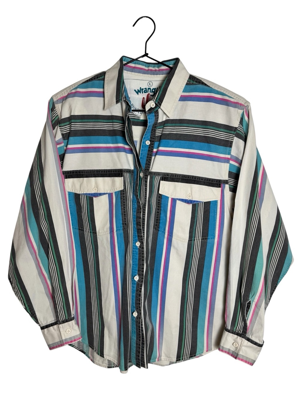 Vintage 90s Wrangler Painted Desert Striped Western Button Up Shirt